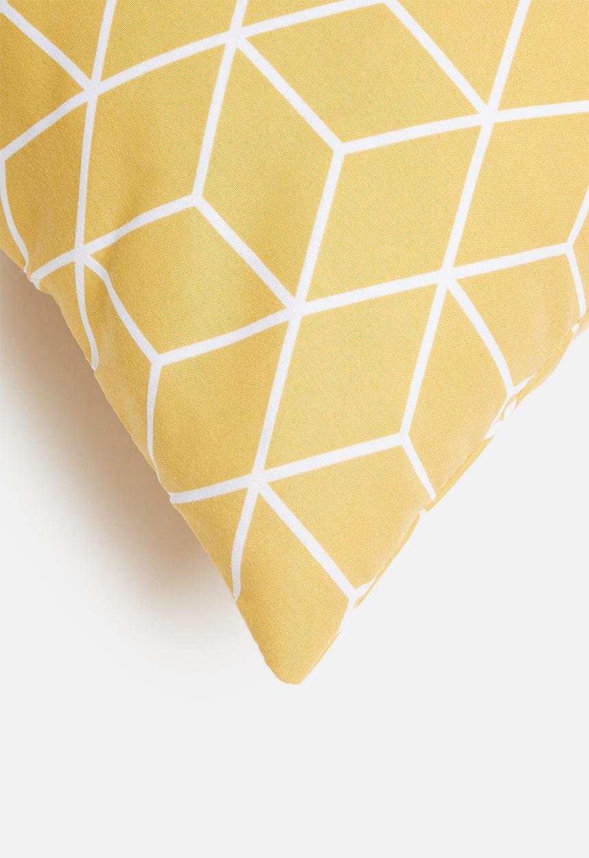 Sixth Floor - Cube geo cushion cover - mustard