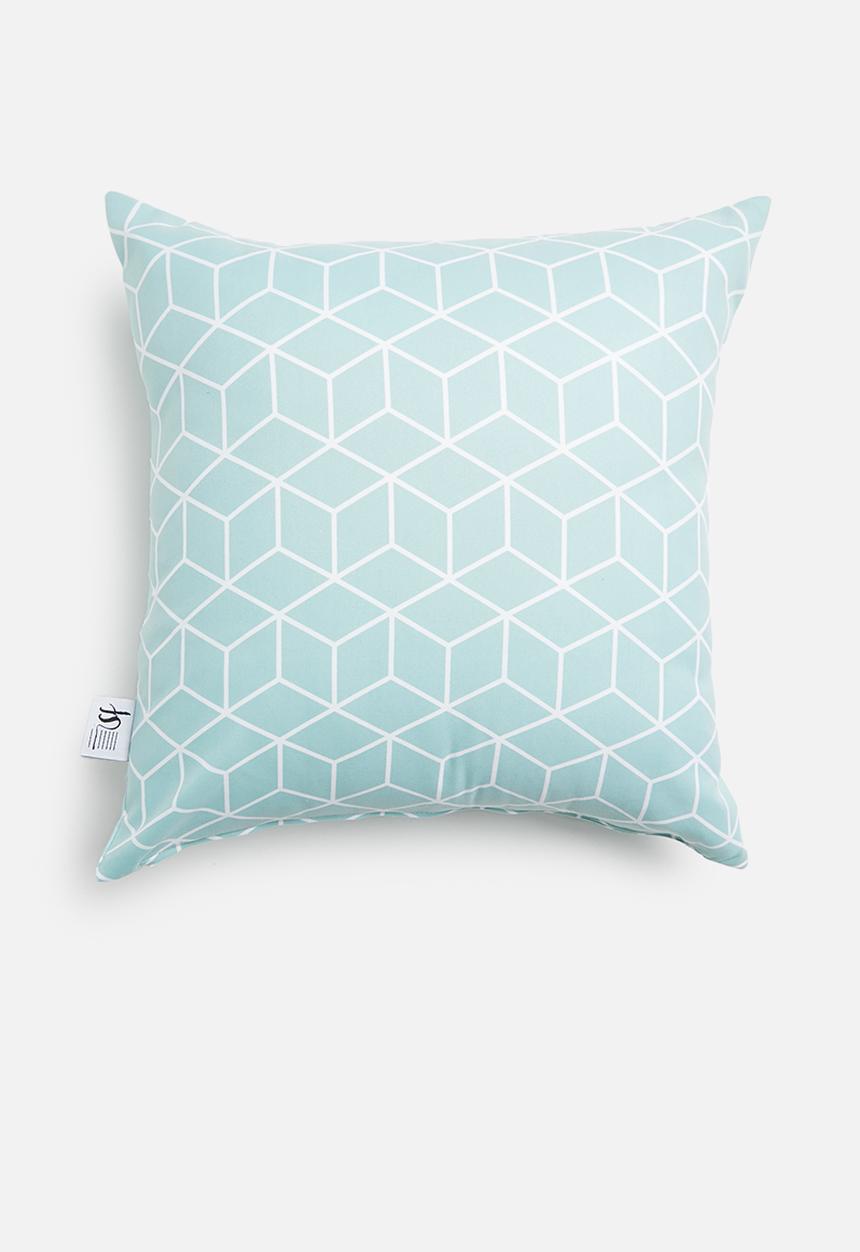 Sixth Floor - Cube geo cushion cover - duckegg