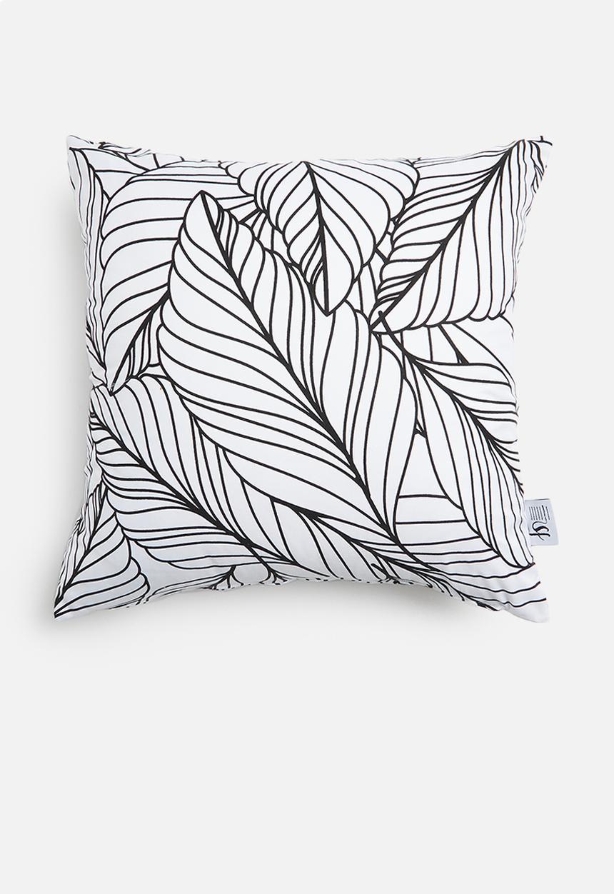Sixth Floor - Leavine art cushion cover - black & white