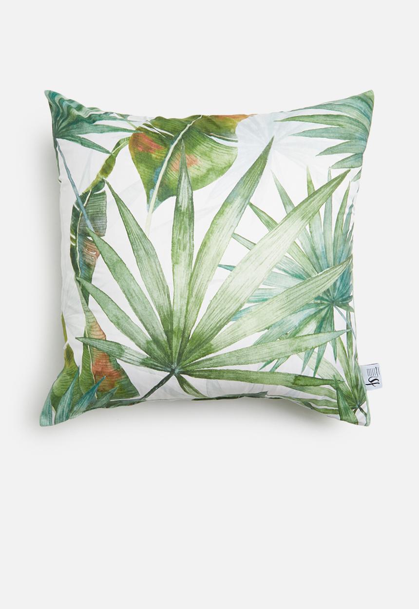 Sixth Floor - Tropivary cushion cover - green & white 