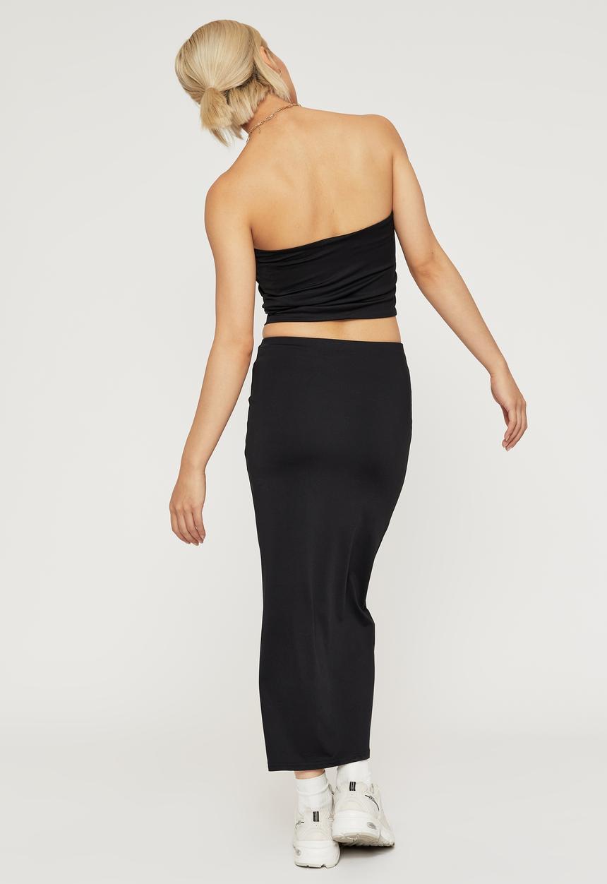 Supré  - Paris split midi skirt - black