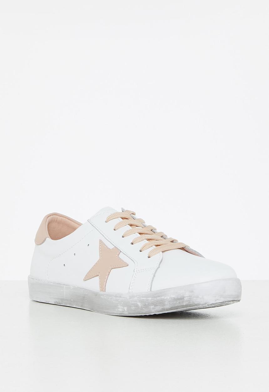 Julz - Zen leather sneaker - white & pink