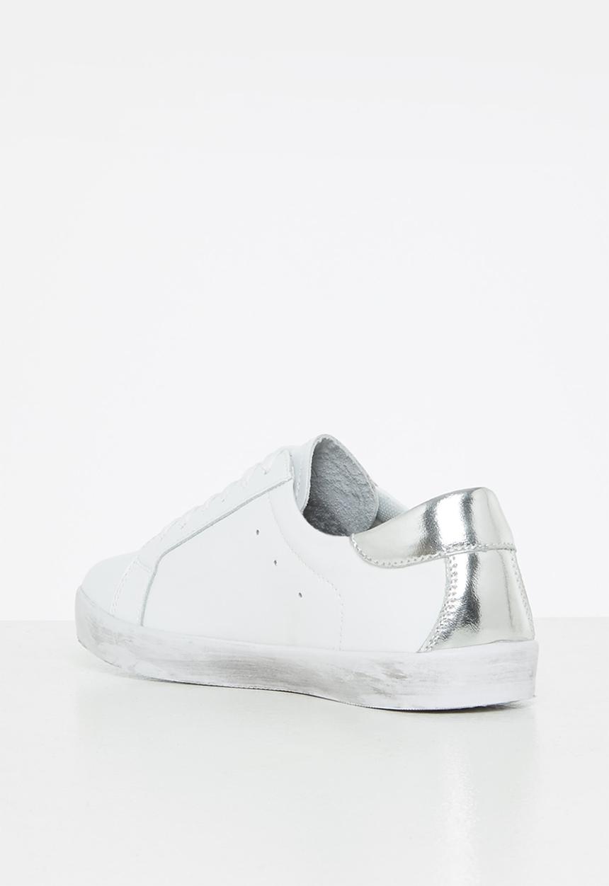 Julz - Zen leather sneaker - white & silver