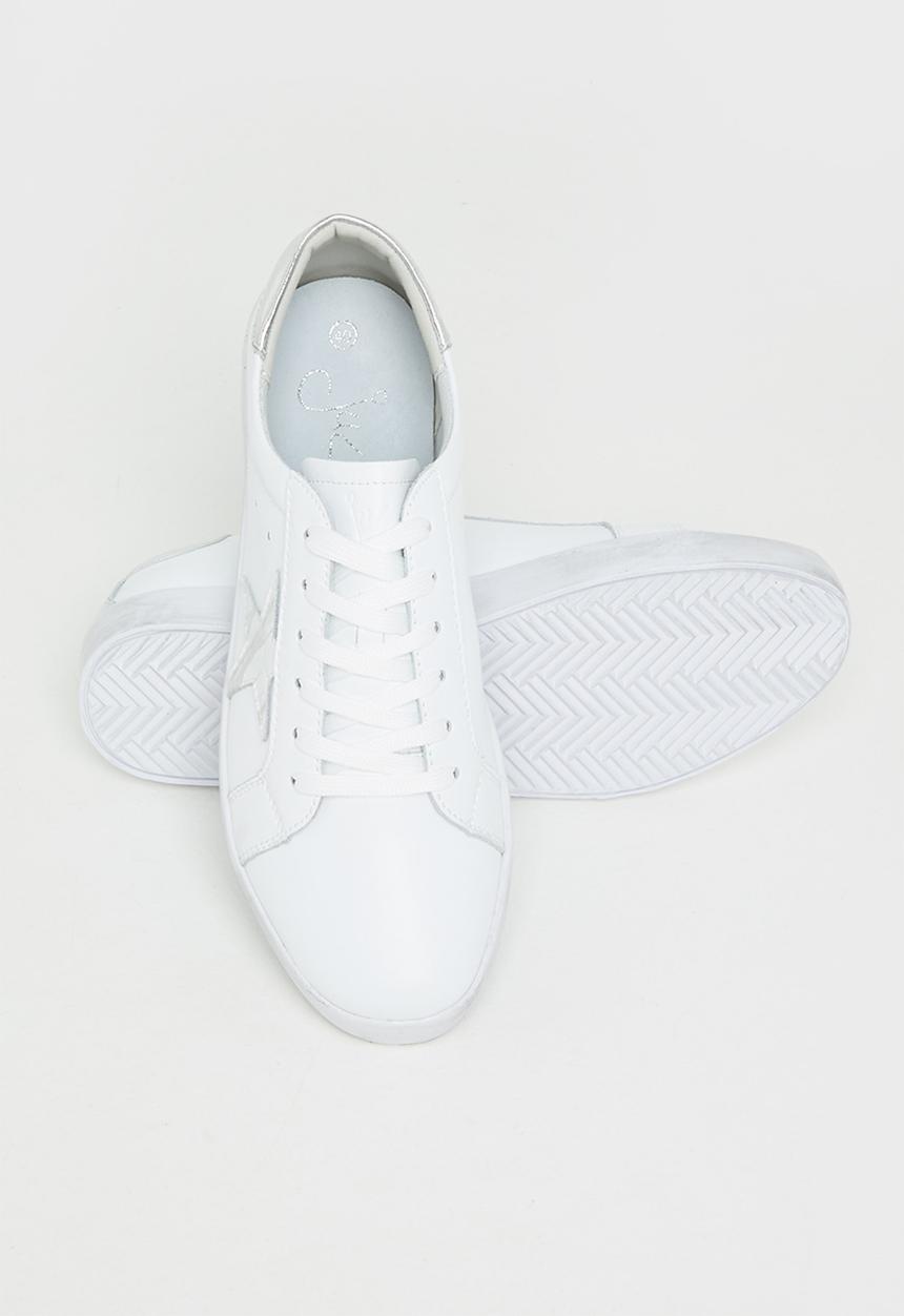 Julz - Zen leather sneaker - white & silver