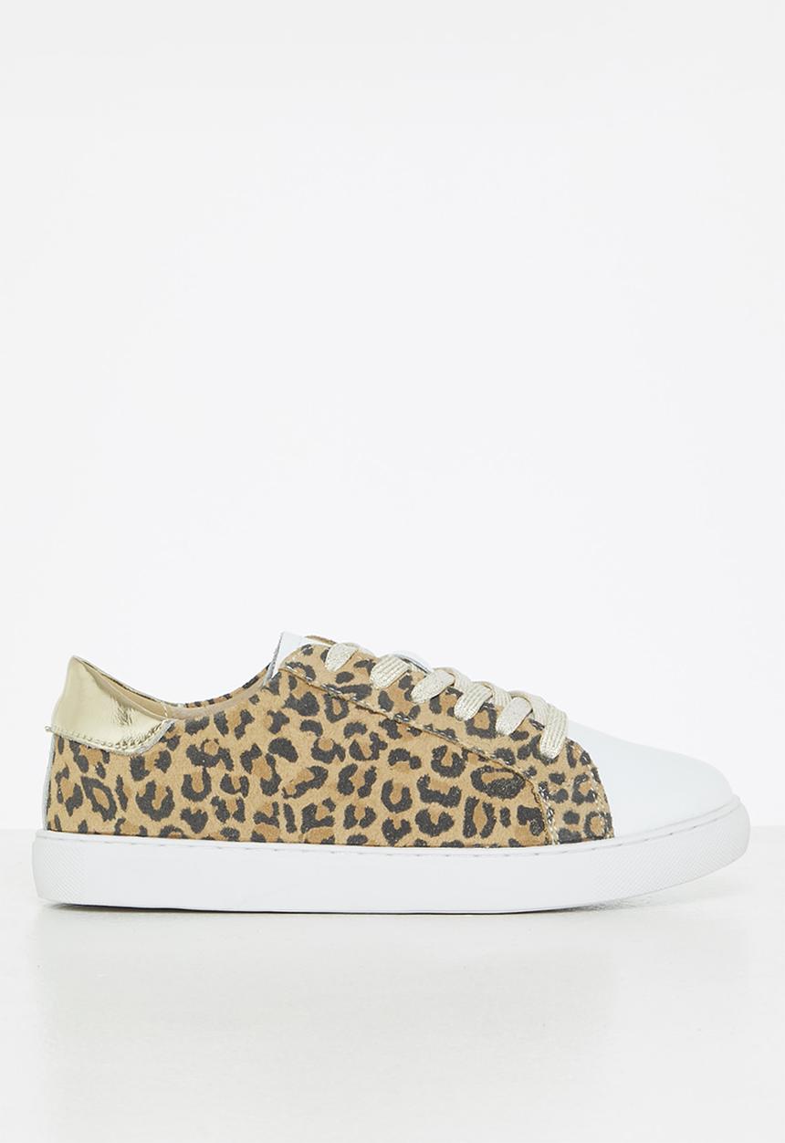 Julz - Dylan leather sneaker - tan & white 