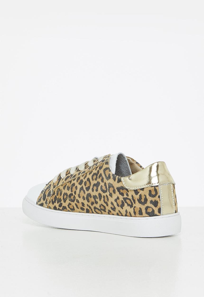 Julz - Dylan leather sneaker - tan & white 