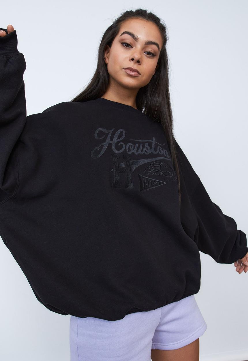 Factorie - Slouchy premium graphic crew - black/houston