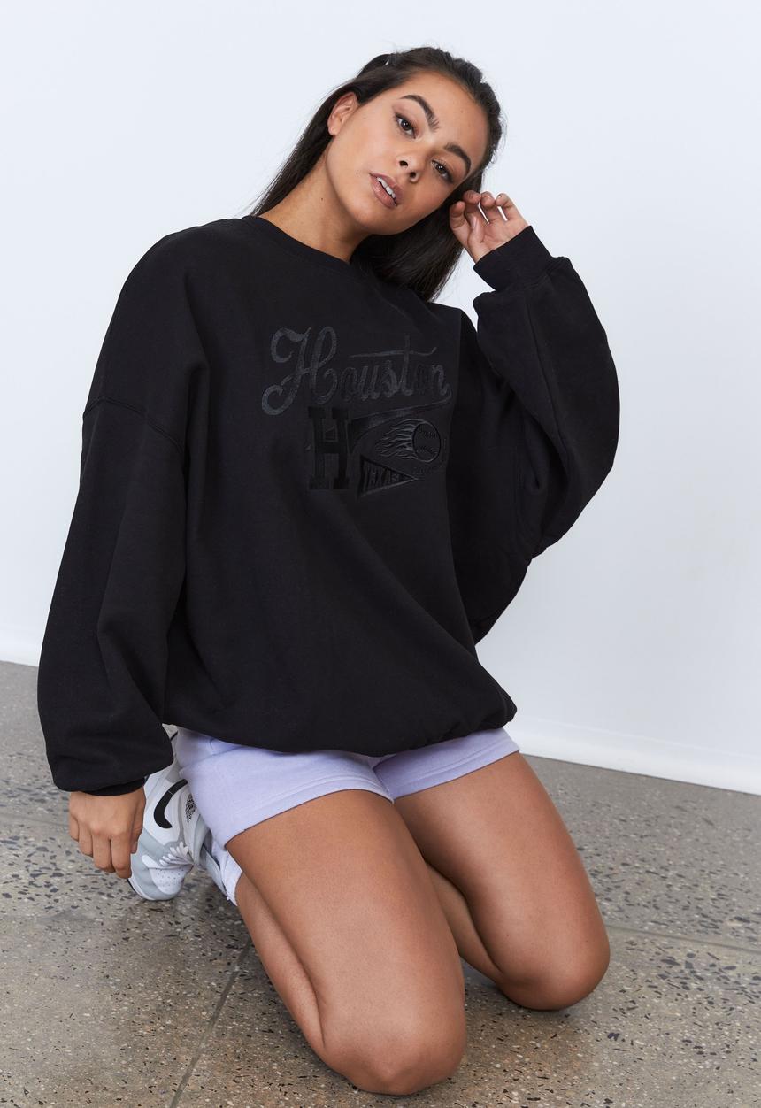 Factorie - Slouchy premium graphic crew - black/houston