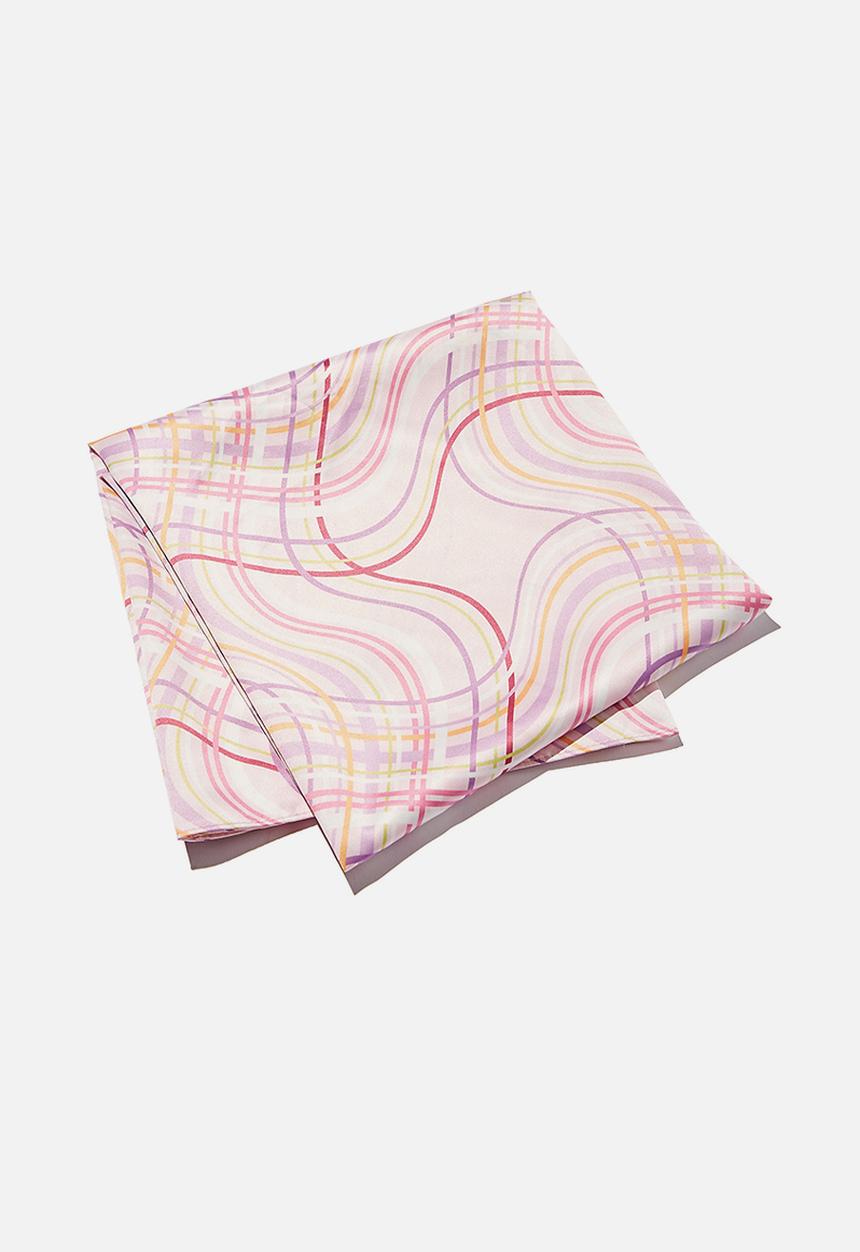Rubi - Versatile scarf - pink brandy warped check