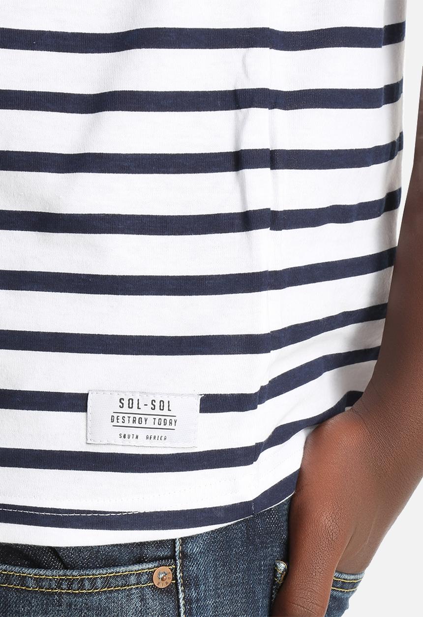 Sol-Sol - Navy Striped Tee