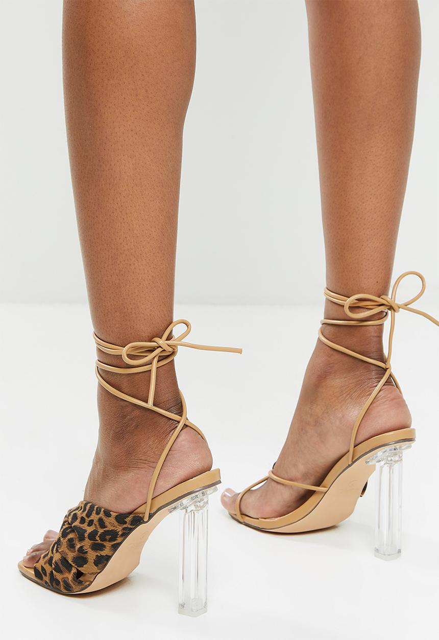 Miss Black - Glaze1 barely there block heel - brown