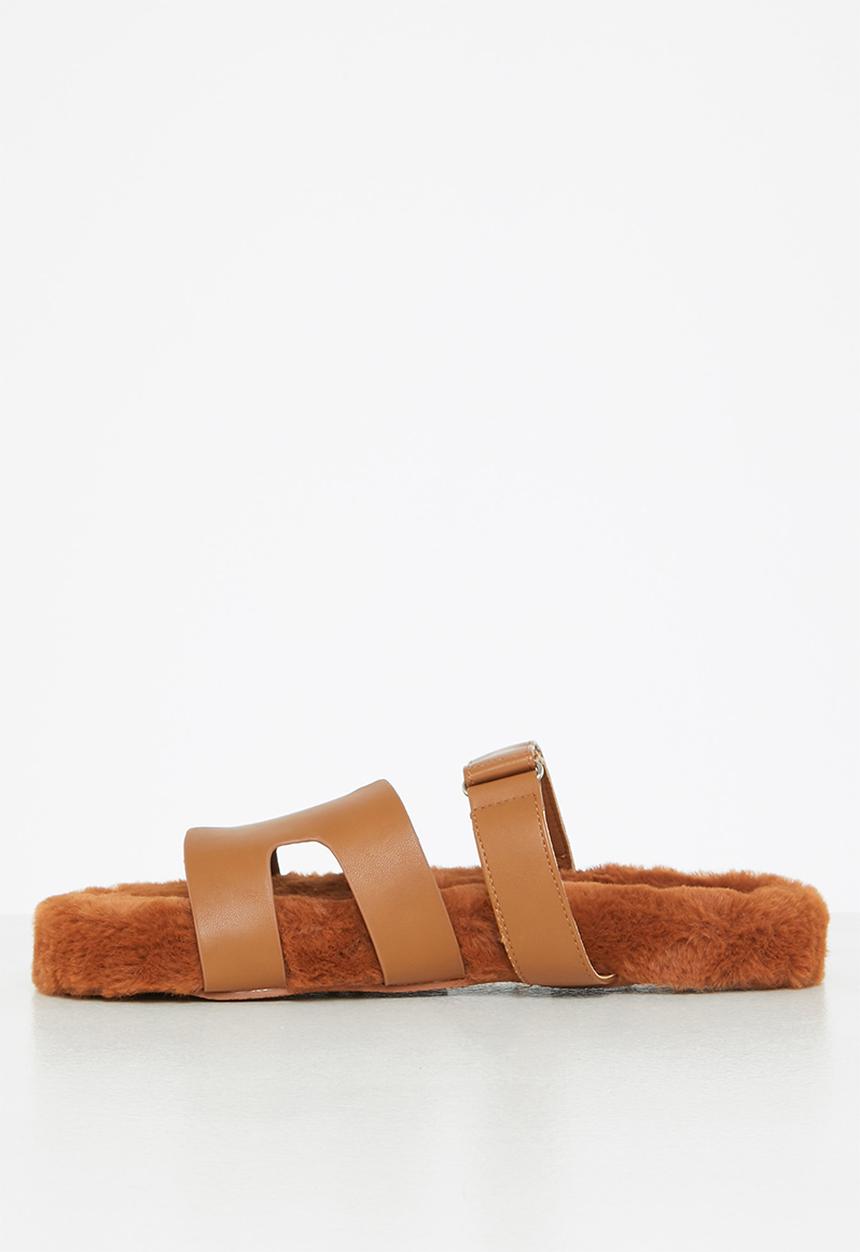 Public Desire - Hot fuzz slipper - tan borg