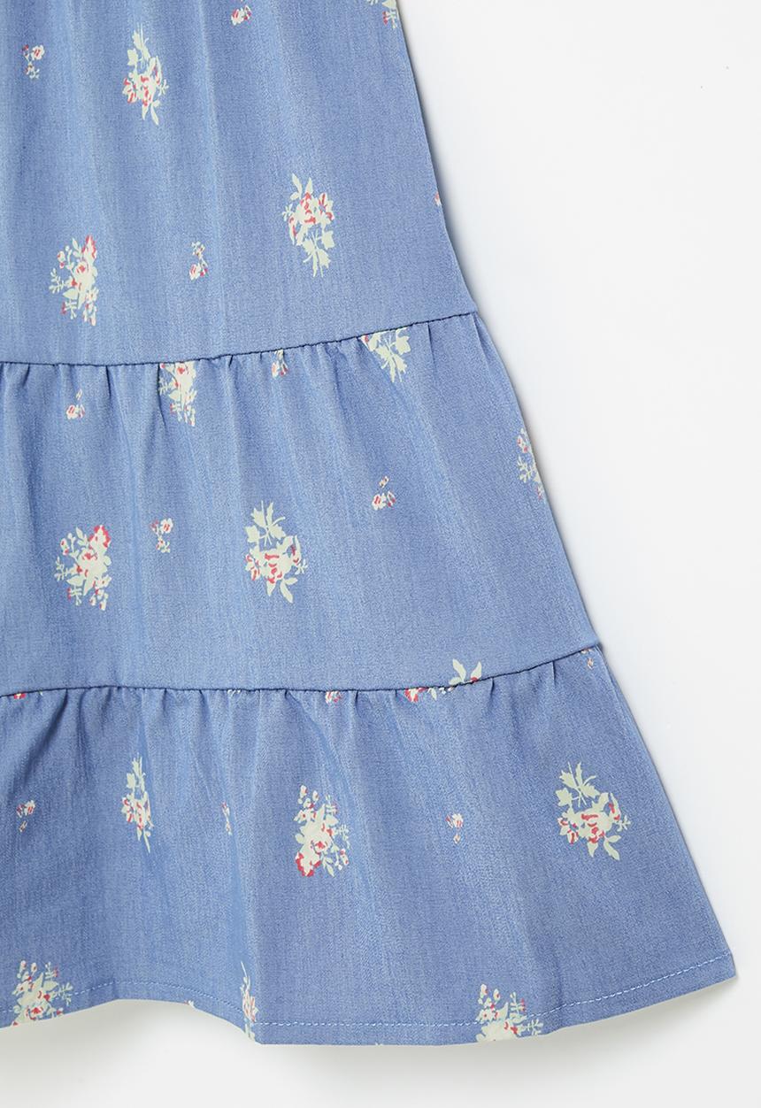 Pop Candy - Girls denim tiered dress - blue