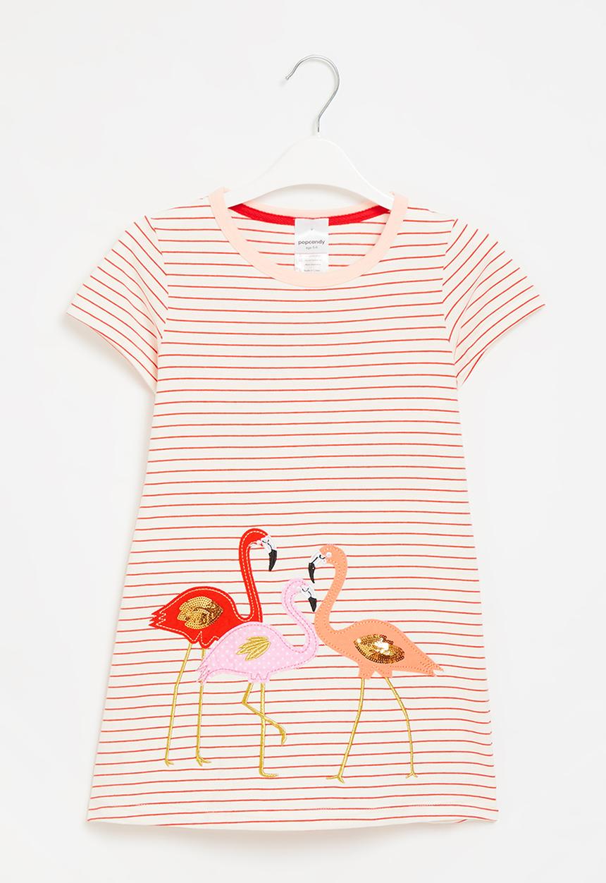 Pop Candy - Girls stripe flamingo dress - multi