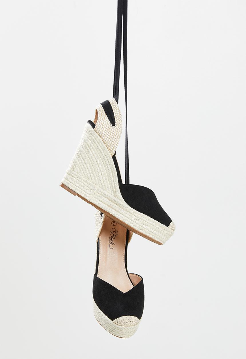 Miss Black - Moniker2 espadrille wedge heel - black