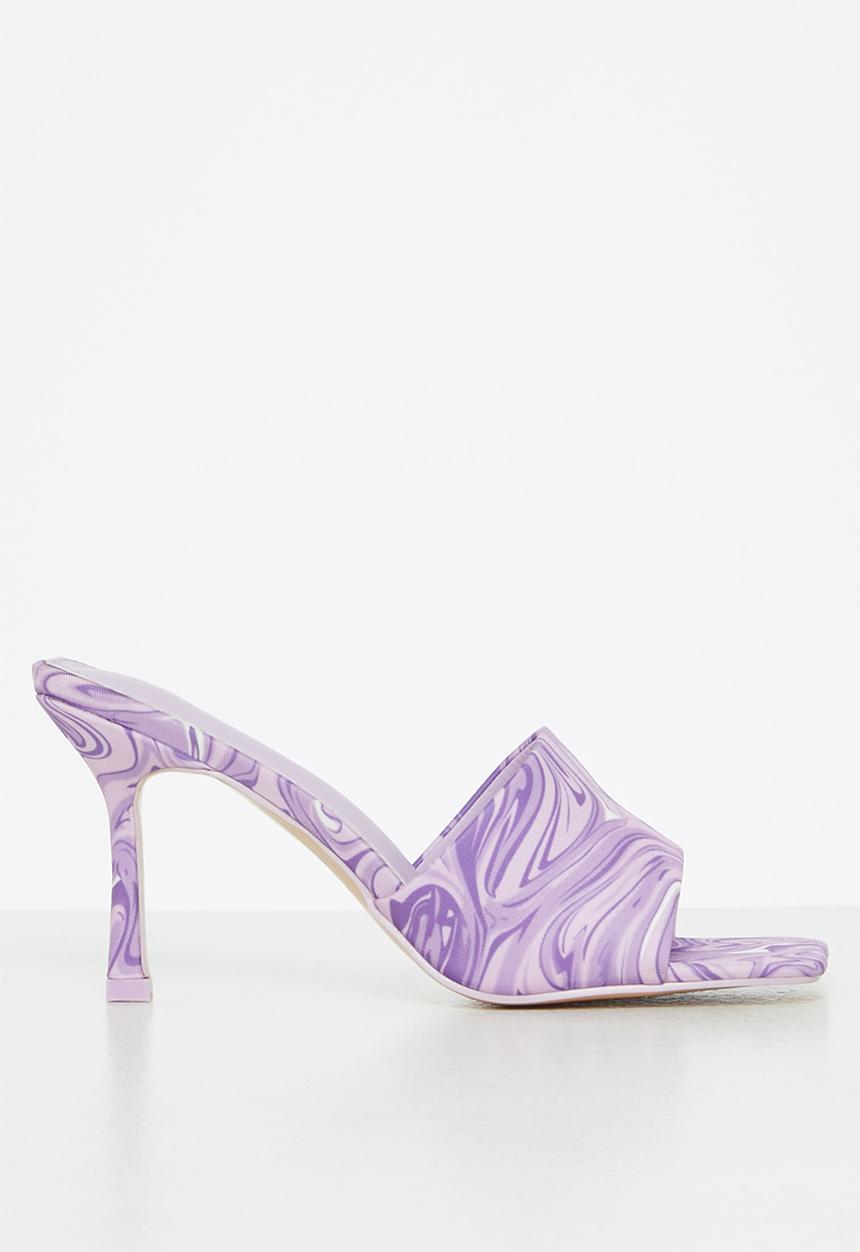 Public Desire - Swirl it square toe stiletto mule heel - lilac 