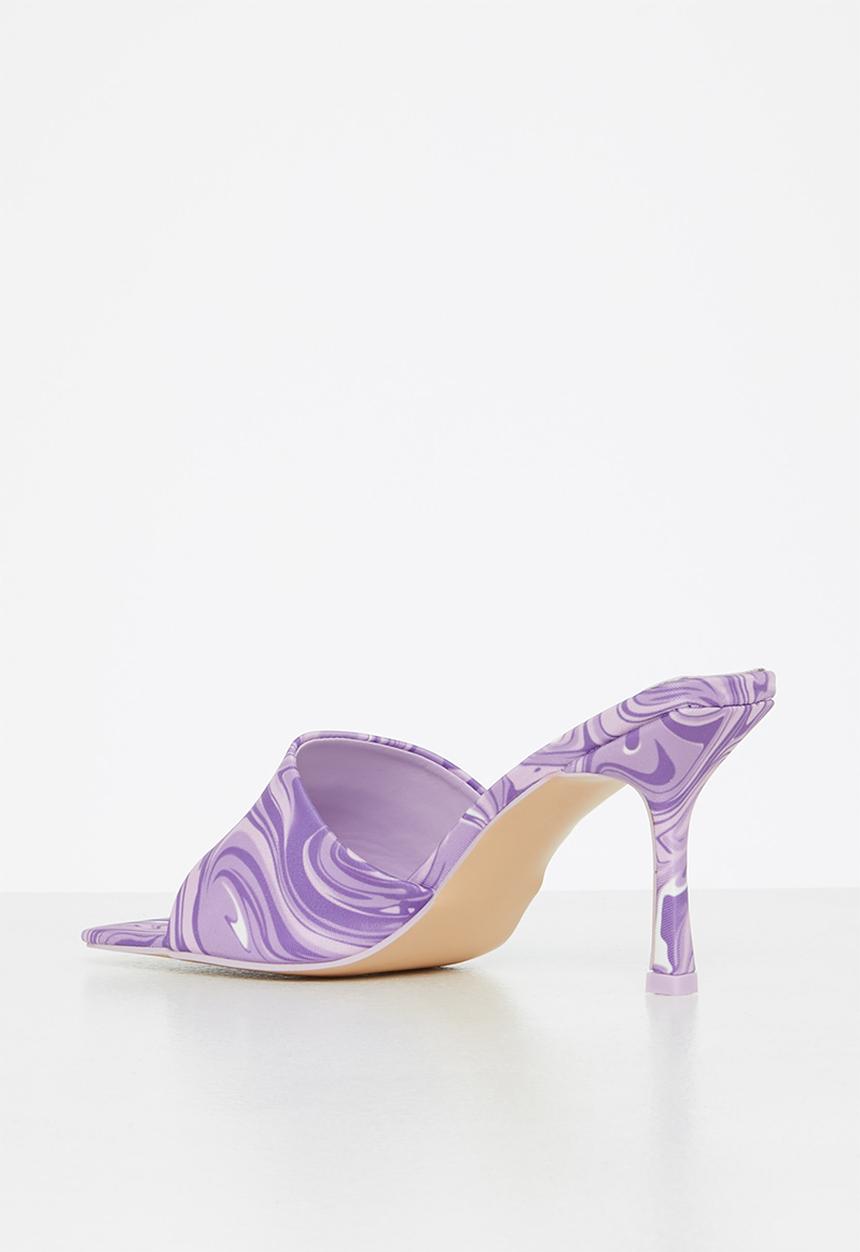 Public Desire - Swirl it square toe stiletto mule heel - lilac 