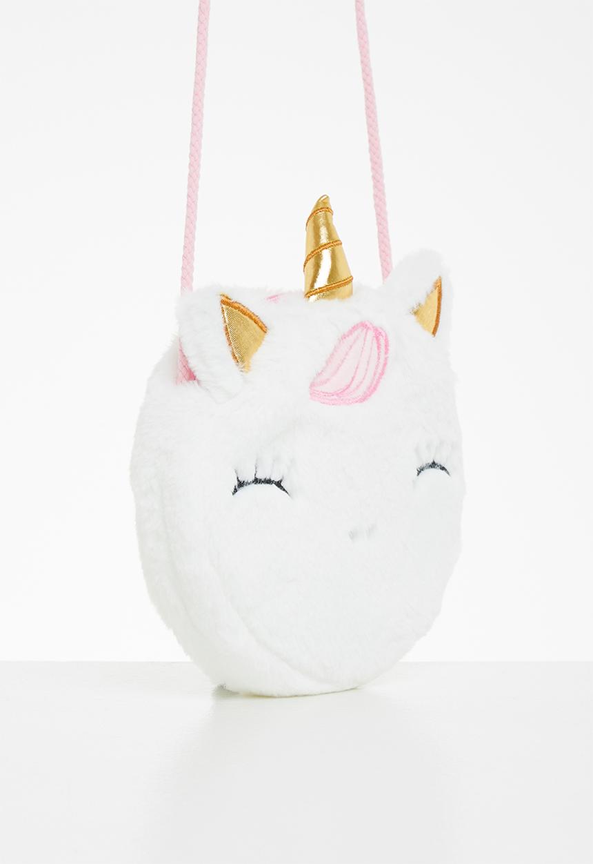 Pop Candy - Fluffy unicorn sling bag - white