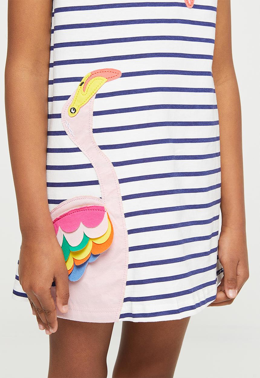 Pop Candy - Girls stripe flamingo dress - multi