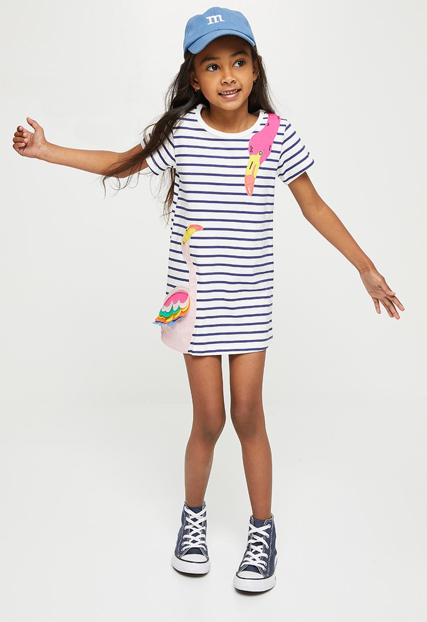 Pop Candy - Girls stripe flamingo dress - multi