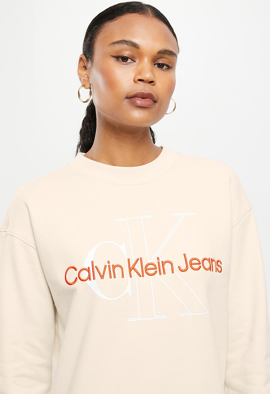 Calvin Klein - Two tone monogram hwk dress - eggshell