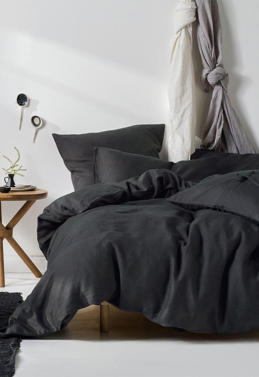 Linen House - Nimes linen duvet cover set - charcoal