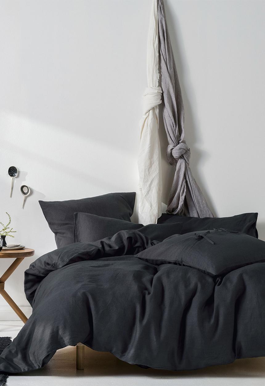 Linen House - Nimes linen duvet cover set - charcoal