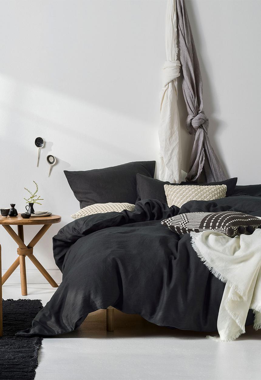 Linen House - Nimes linen duvet cover set - charcoal