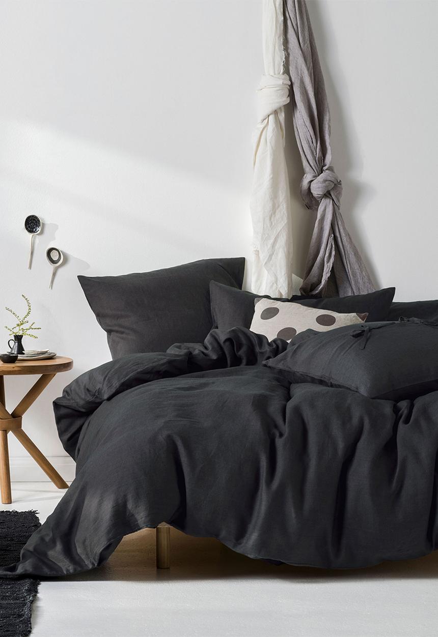 Linen House - Nimes linen duvet cover set - charcoal