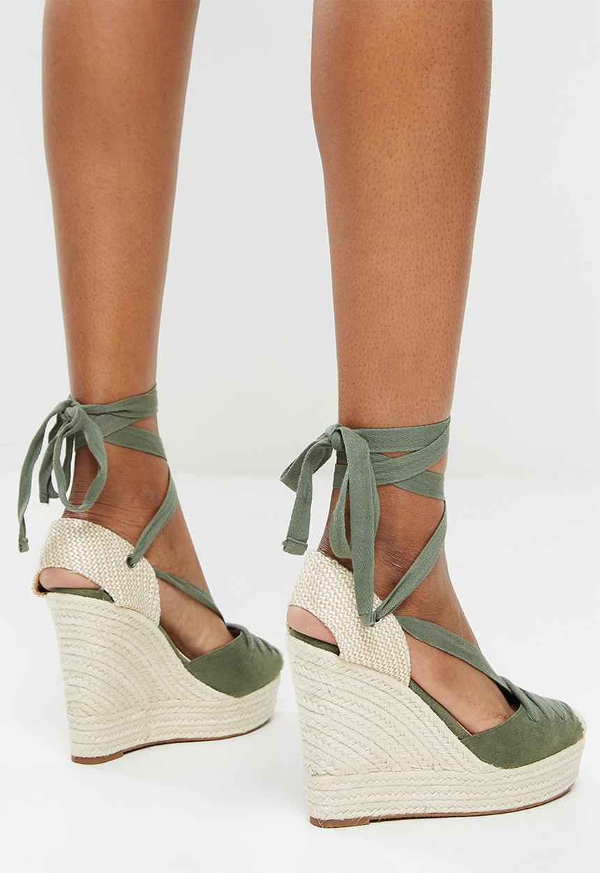 Miss Black - Moniker1 espadrille wedge heel - olive