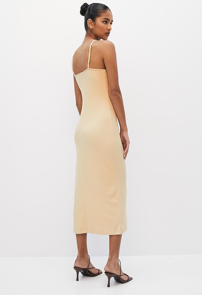 VELVET - Halter dressy rib column midi dress - stone