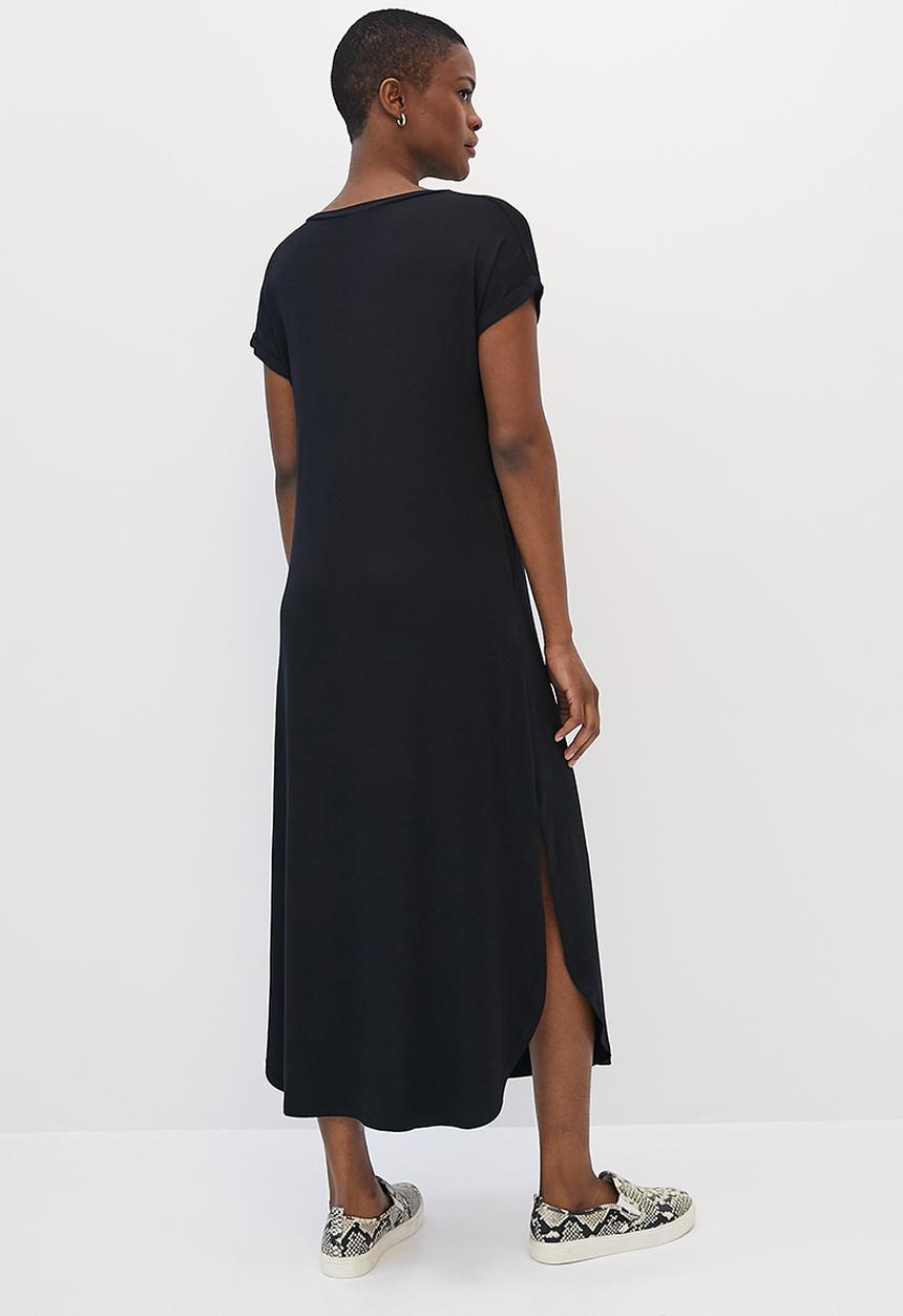 edit - Grown on curved hem knit maxi - black