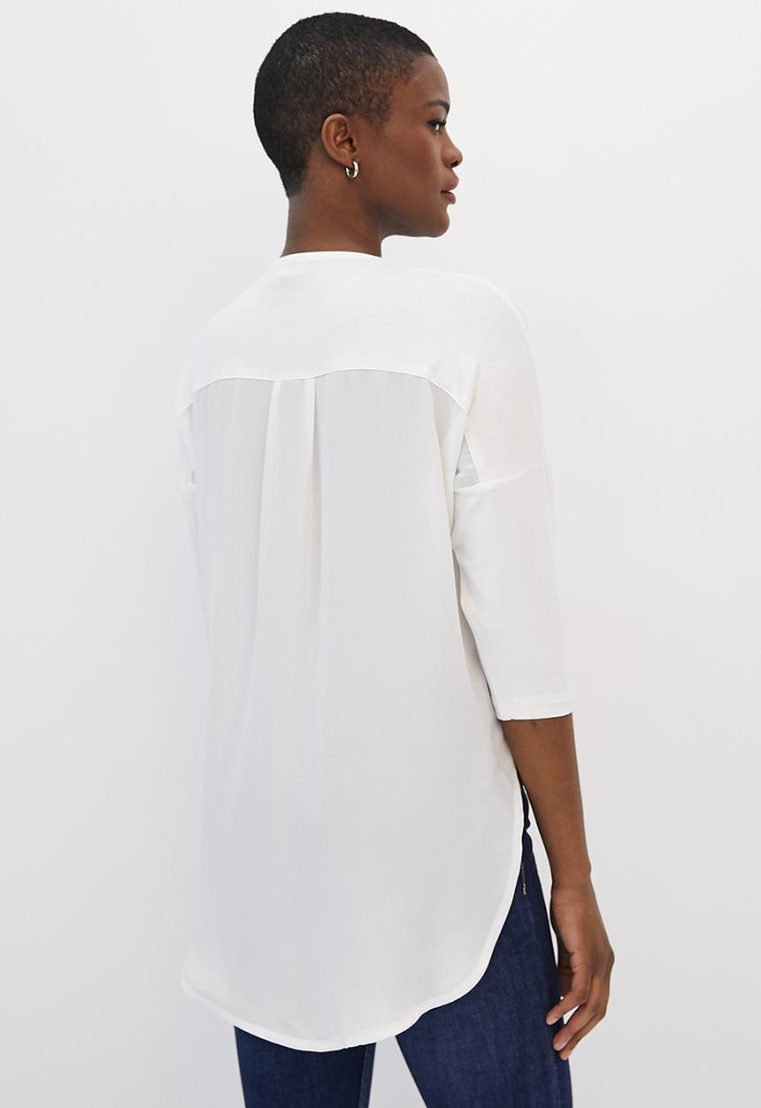 edit - Knit woven combo longline tee - milk