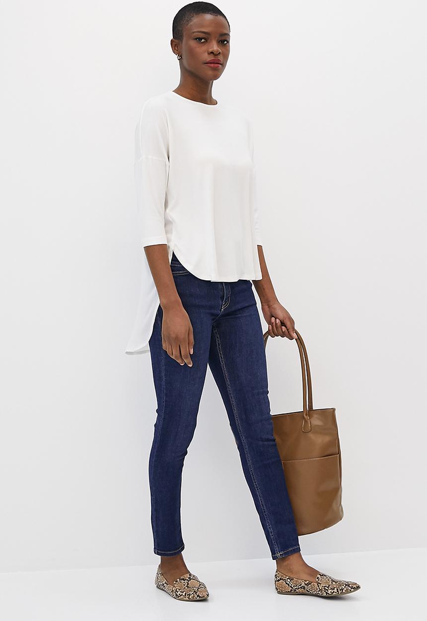 edit - Knit woven combo longline tee - milk