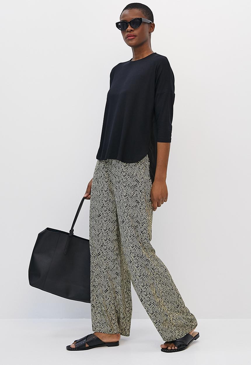 edit - Knit woven combo longline tee - black