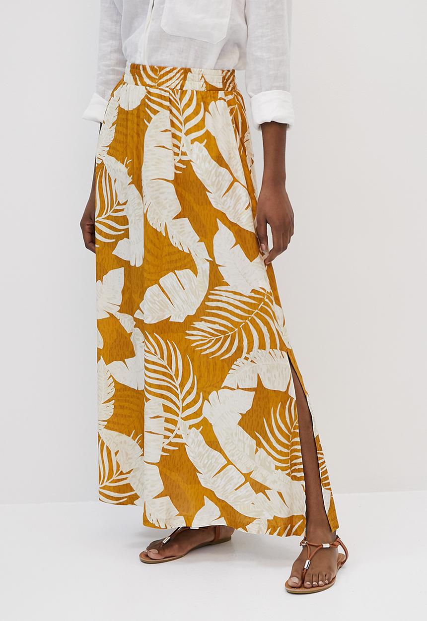 edit - A-line pull on maxi skirt - ochre palm