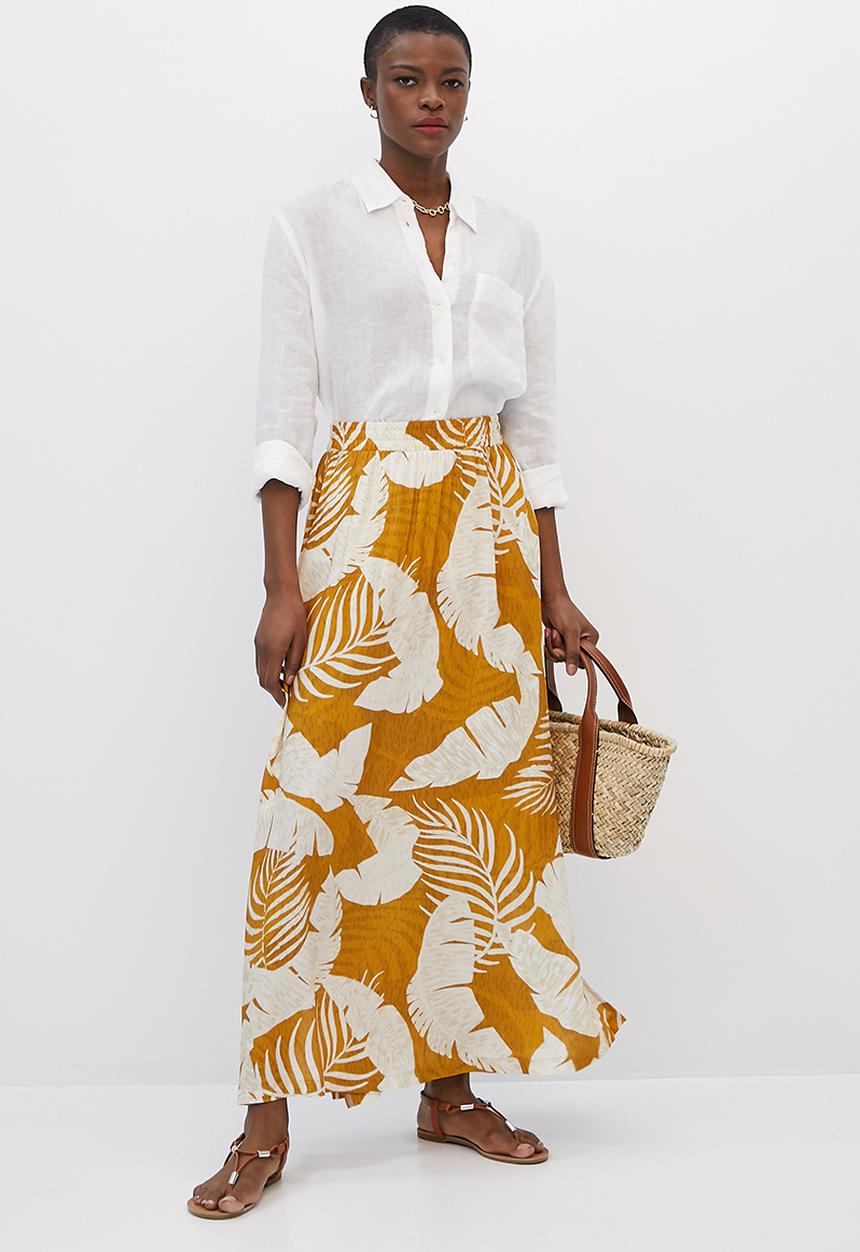 edit - A-line pull on maxi skirt - ochre palm