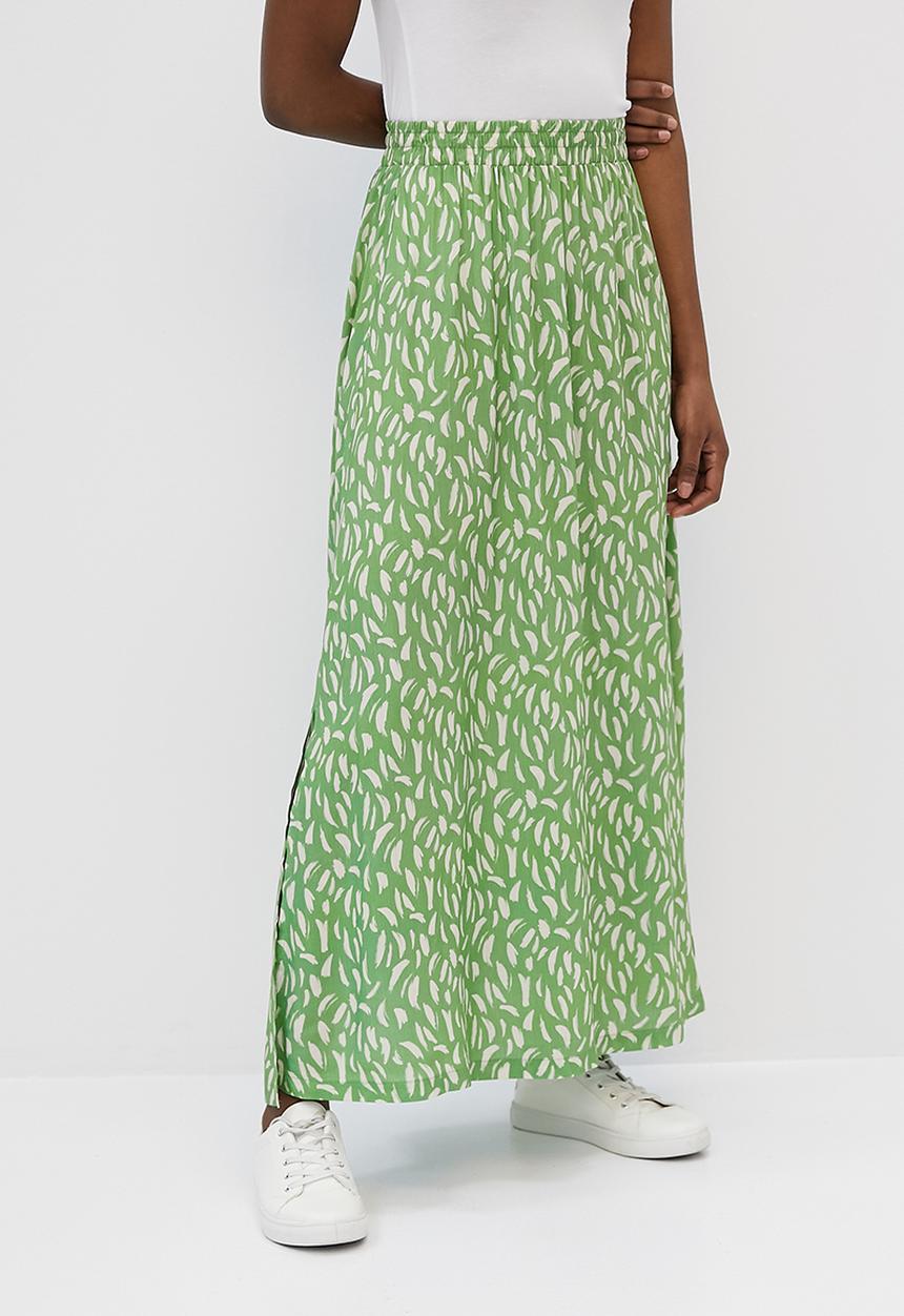edit - A-line pull on maxi skirt - mono green 