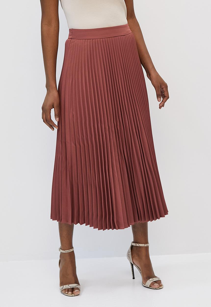 edit - Pleated midaxi skirt - clay