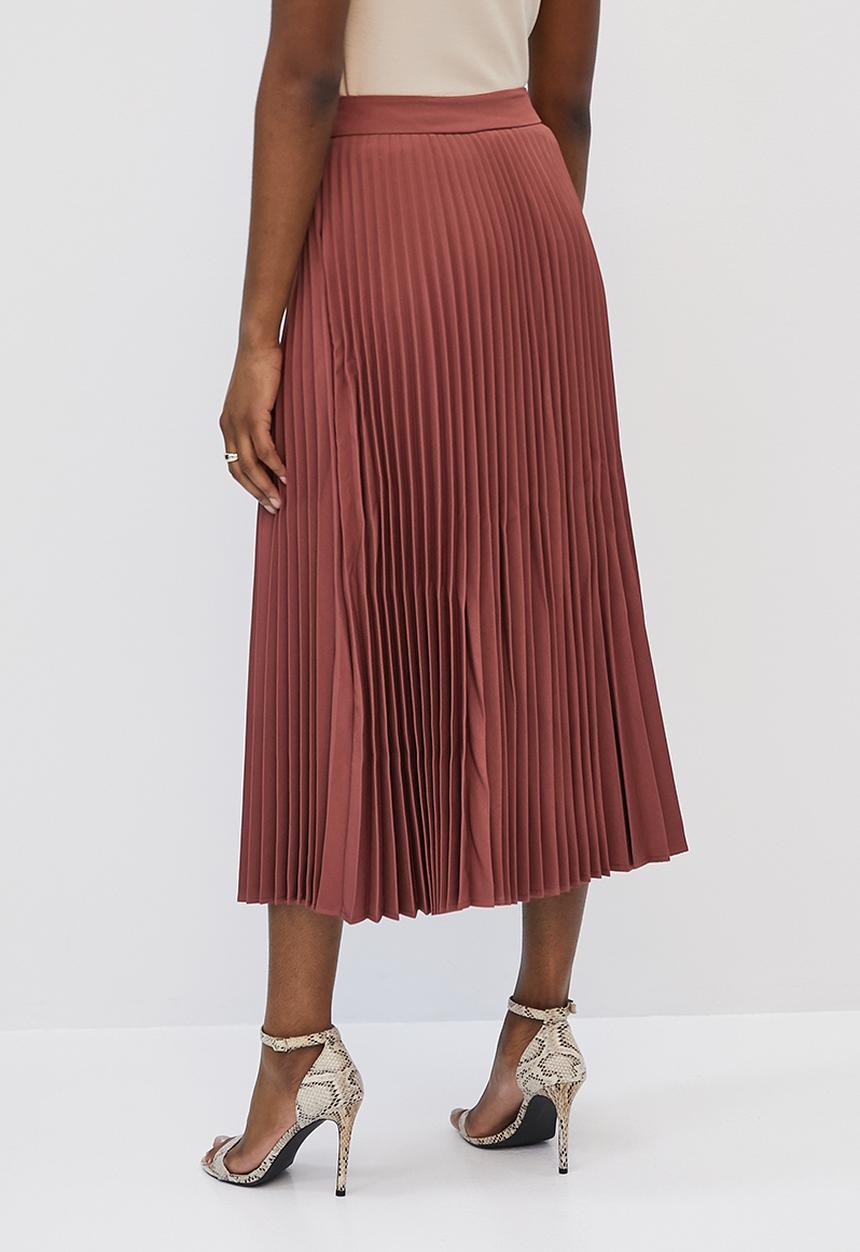 edit - Pleated midaxi skirt - clay