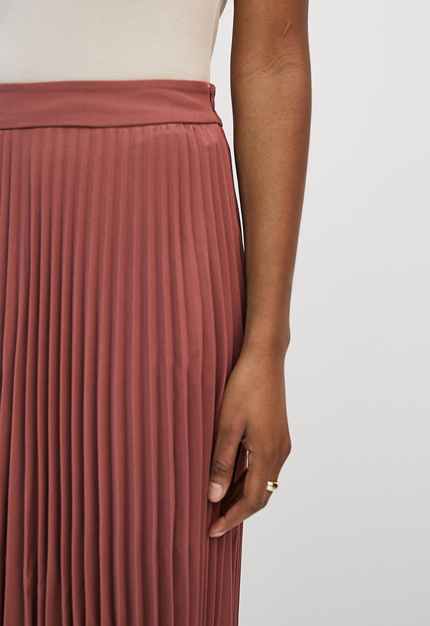 edit - Pleated midaxi skirt - clay