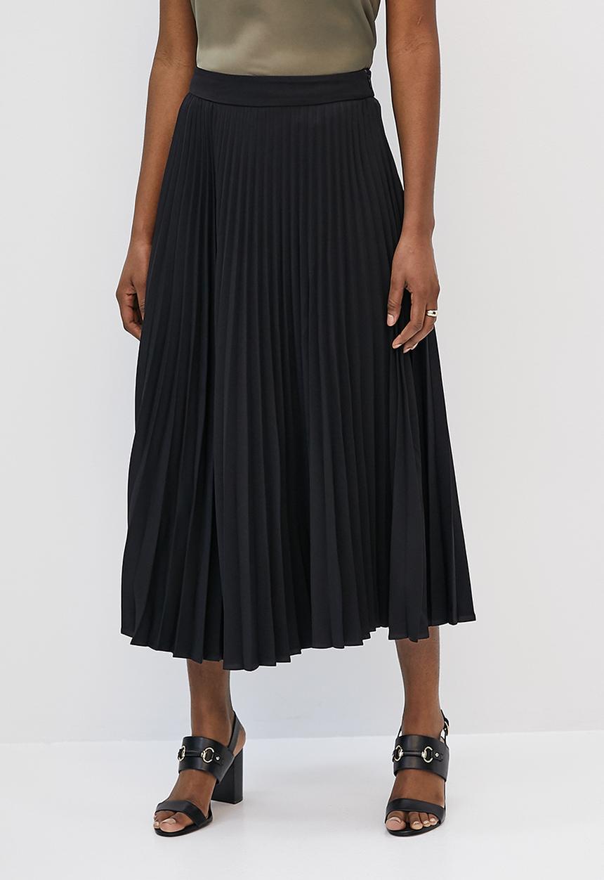 edit - Pleated midaxi skirt - black