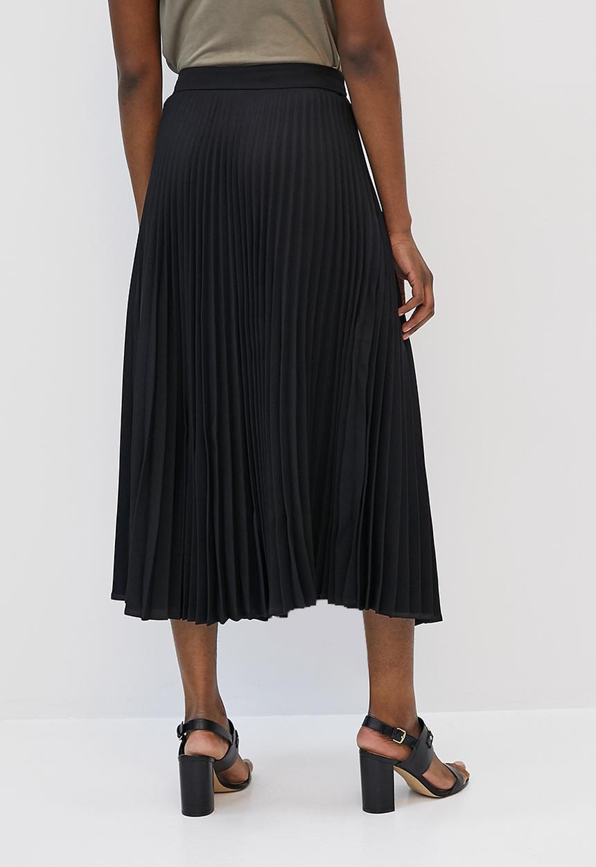 edit - Pleated midaxi skirt - black
