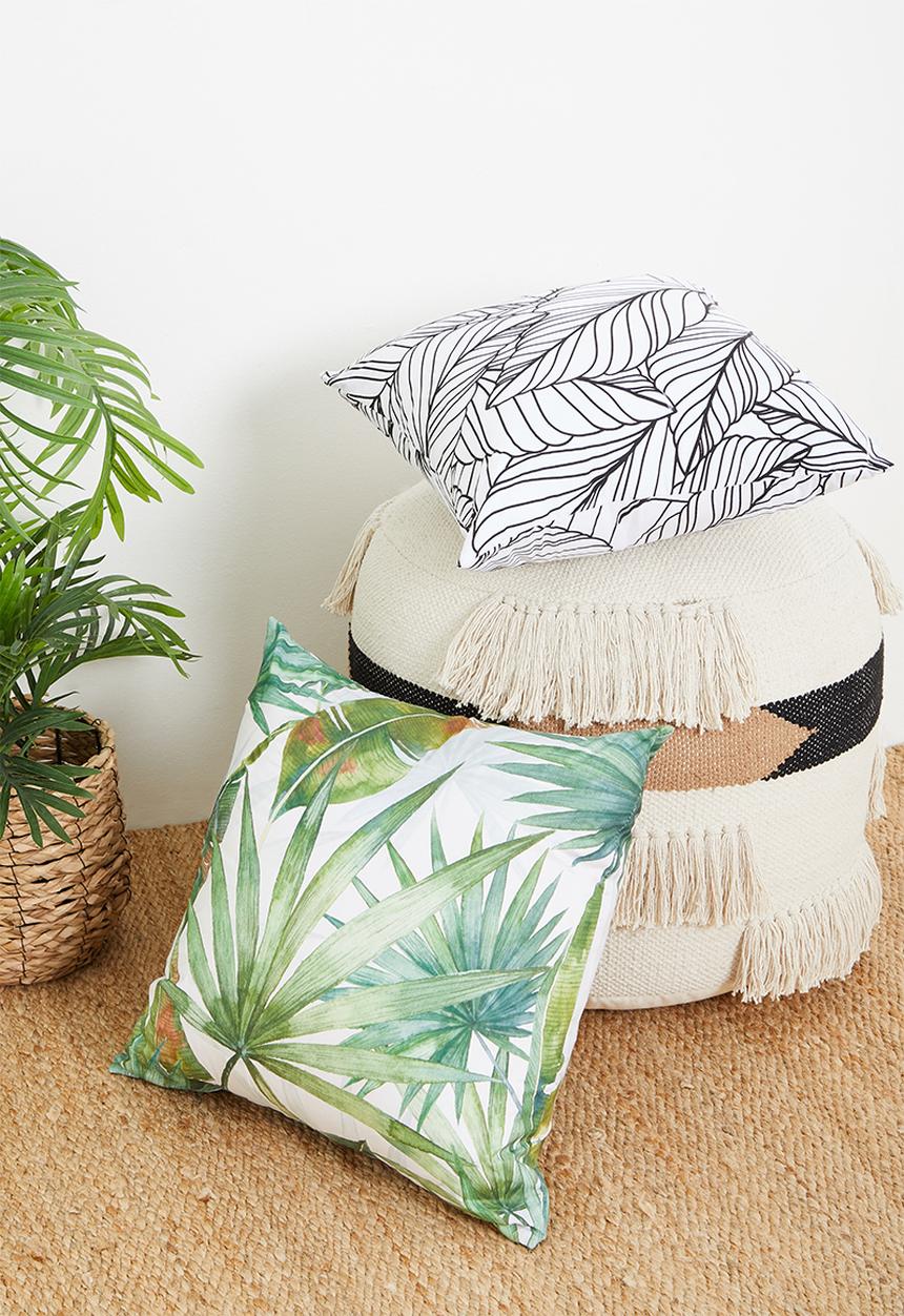 Sixth Floor - Tropivary cushion cover - green & white 