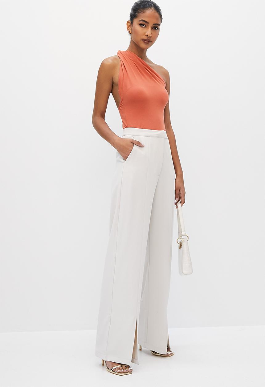 VELVET - Twist shoulder strappy bodysuit -  red ochre