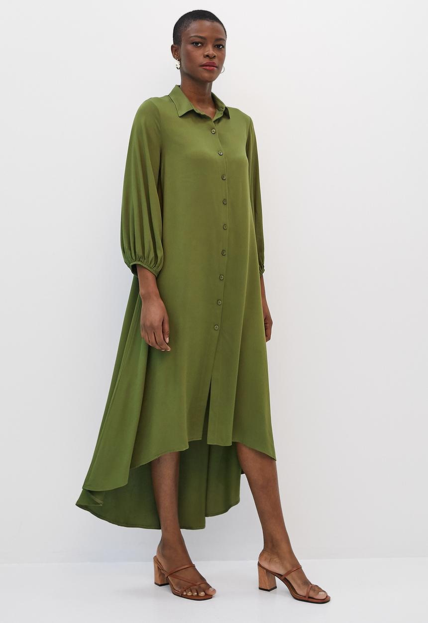 edit - Bellow sleeve a-line shirt dress - khaki