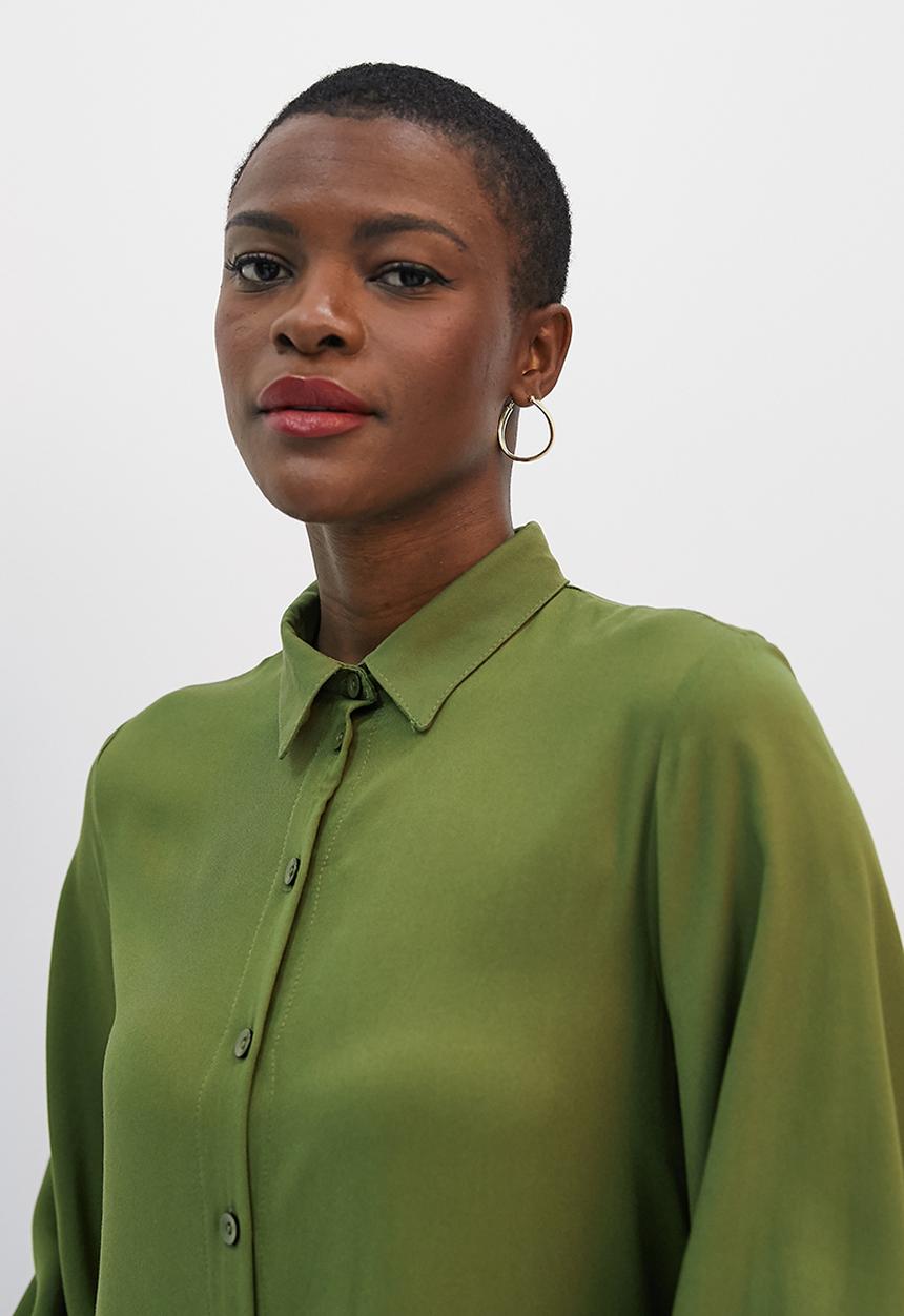 edit - Bellow sleeve a-line shirt dress - khaki