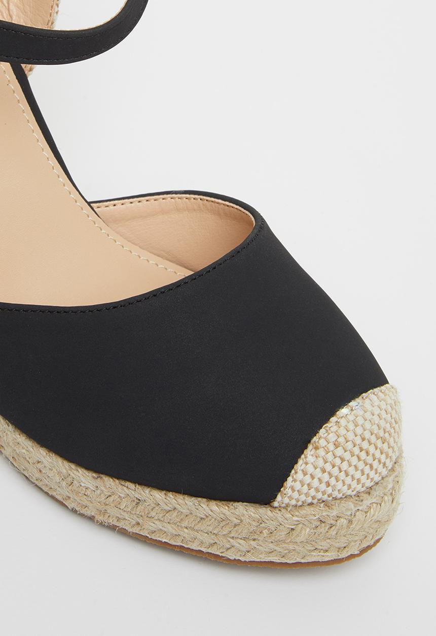 Miss Black - Hooked espadrille wedge heel - black