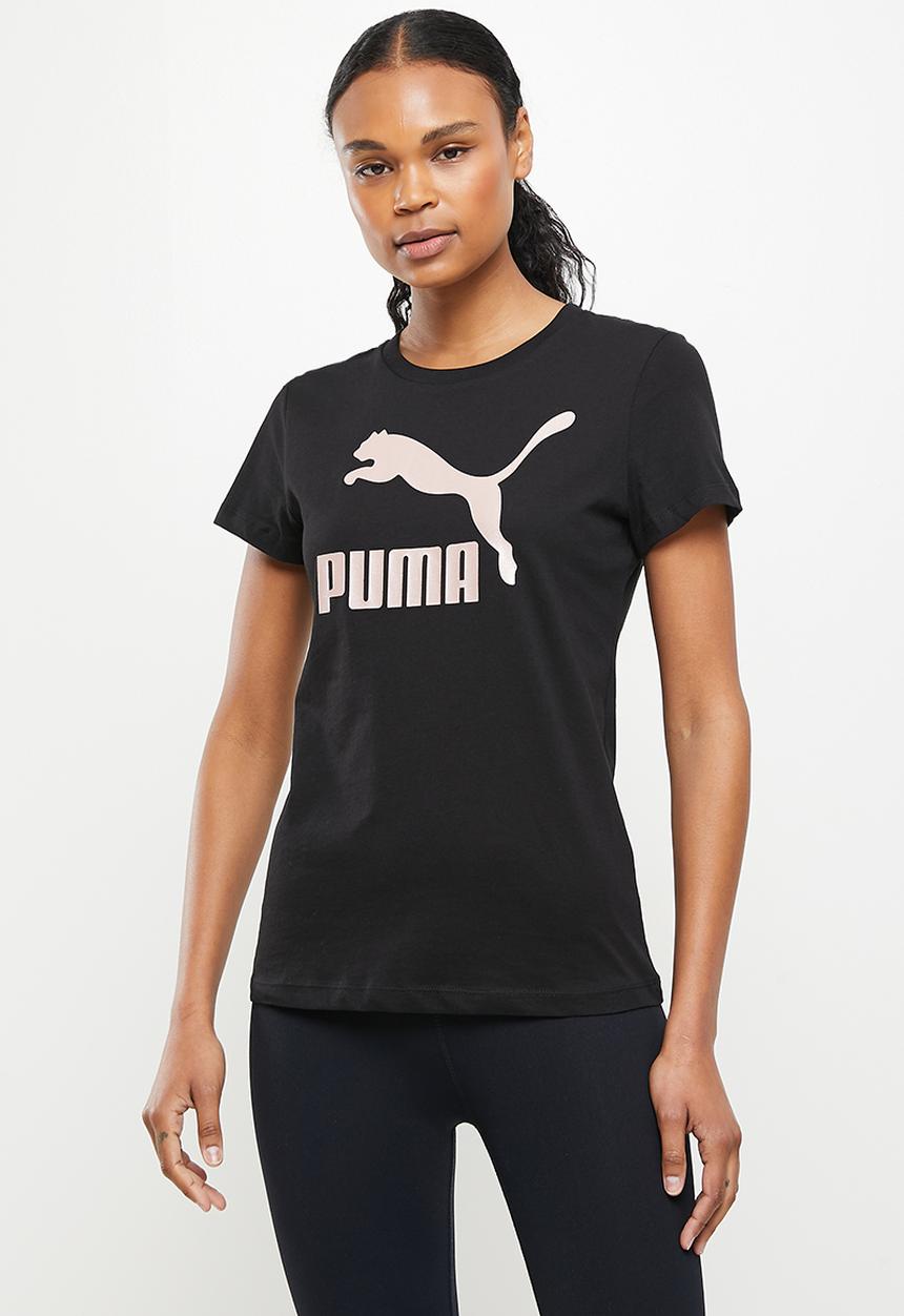 PUMA - Classic metallic logo tee - puma black/rose gold