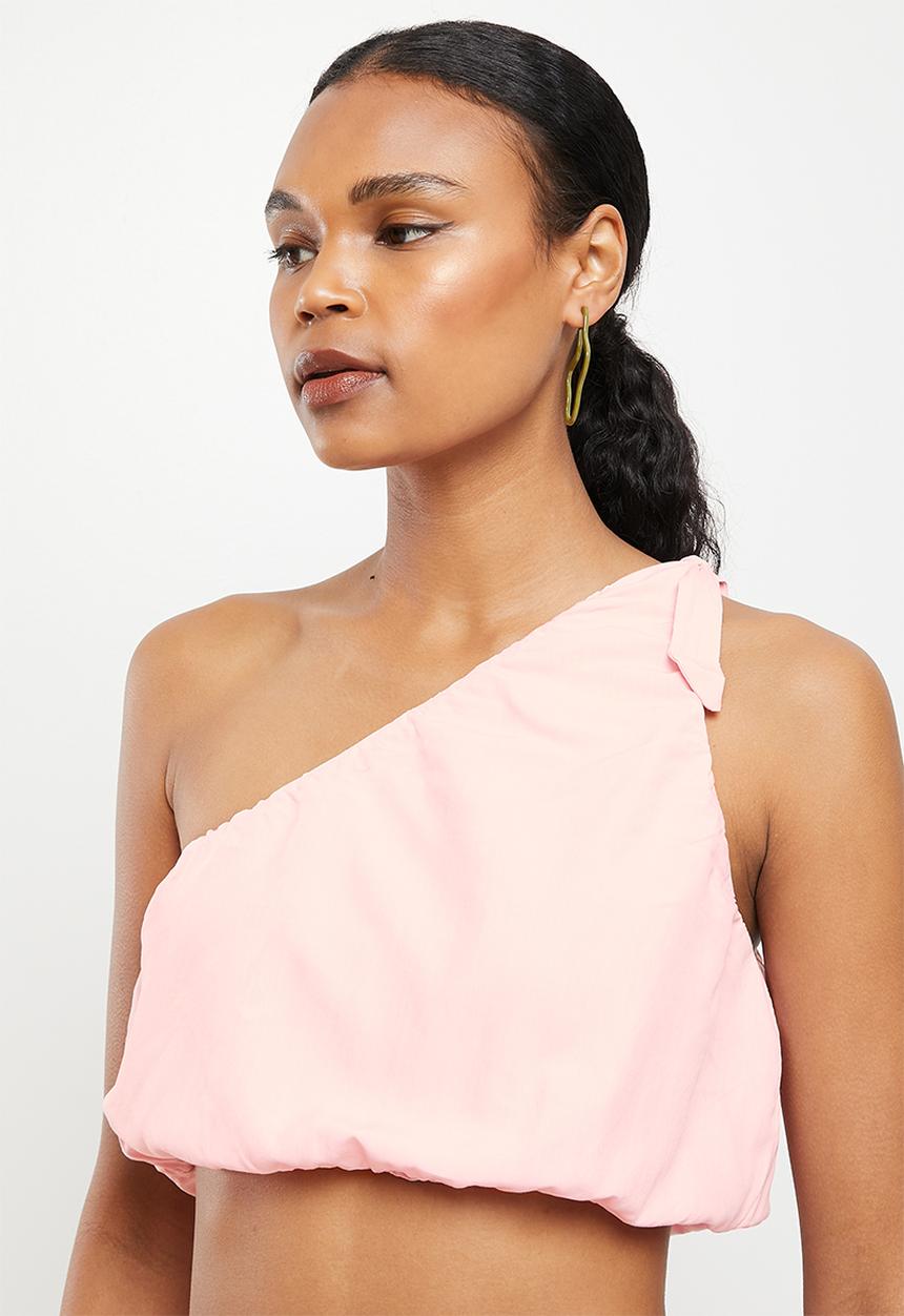 dailyfriday - One shoulder and skirt set - pink